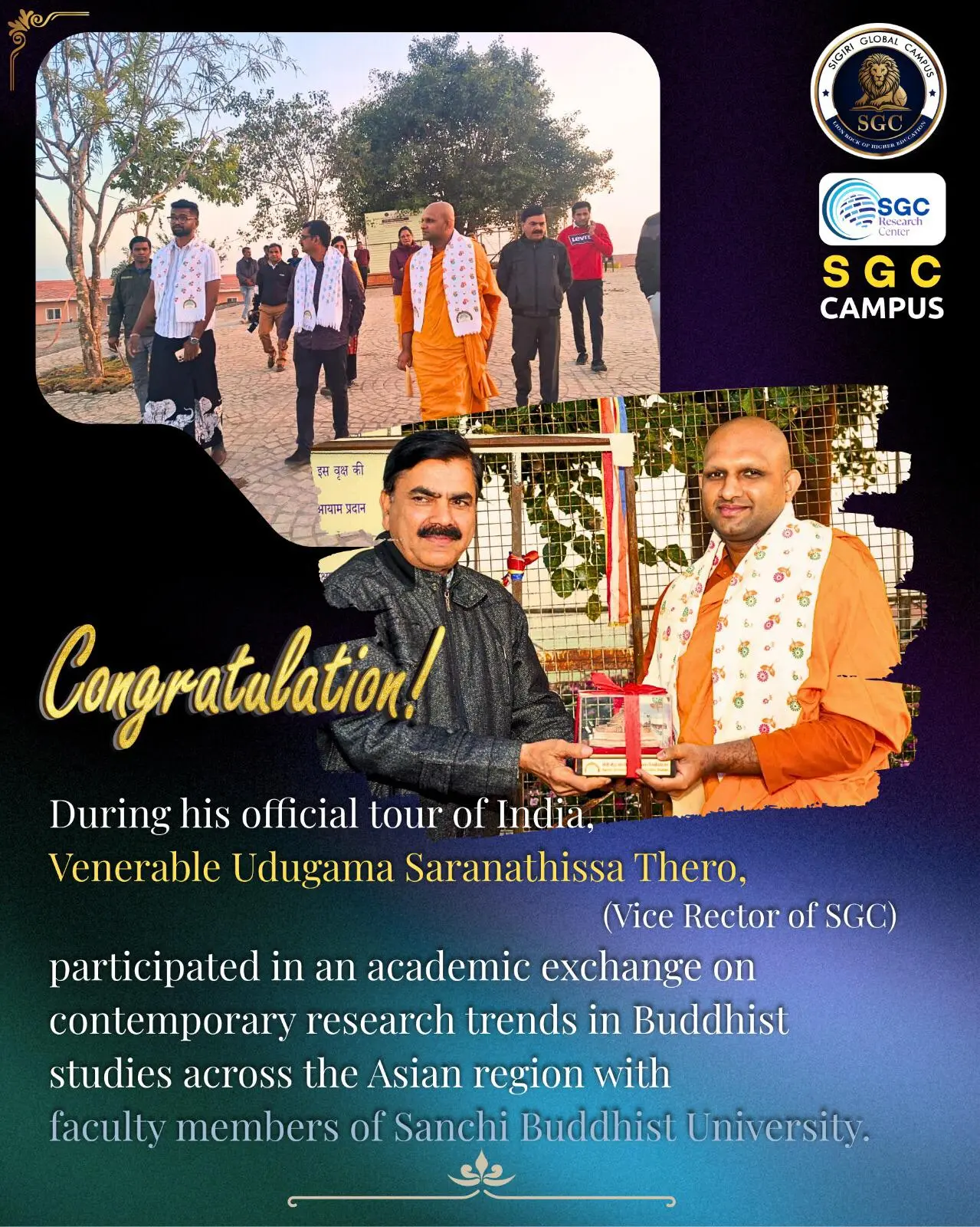 SGC Vice Rector Engages in Asian Buddhist Studies Academic Exchange in India