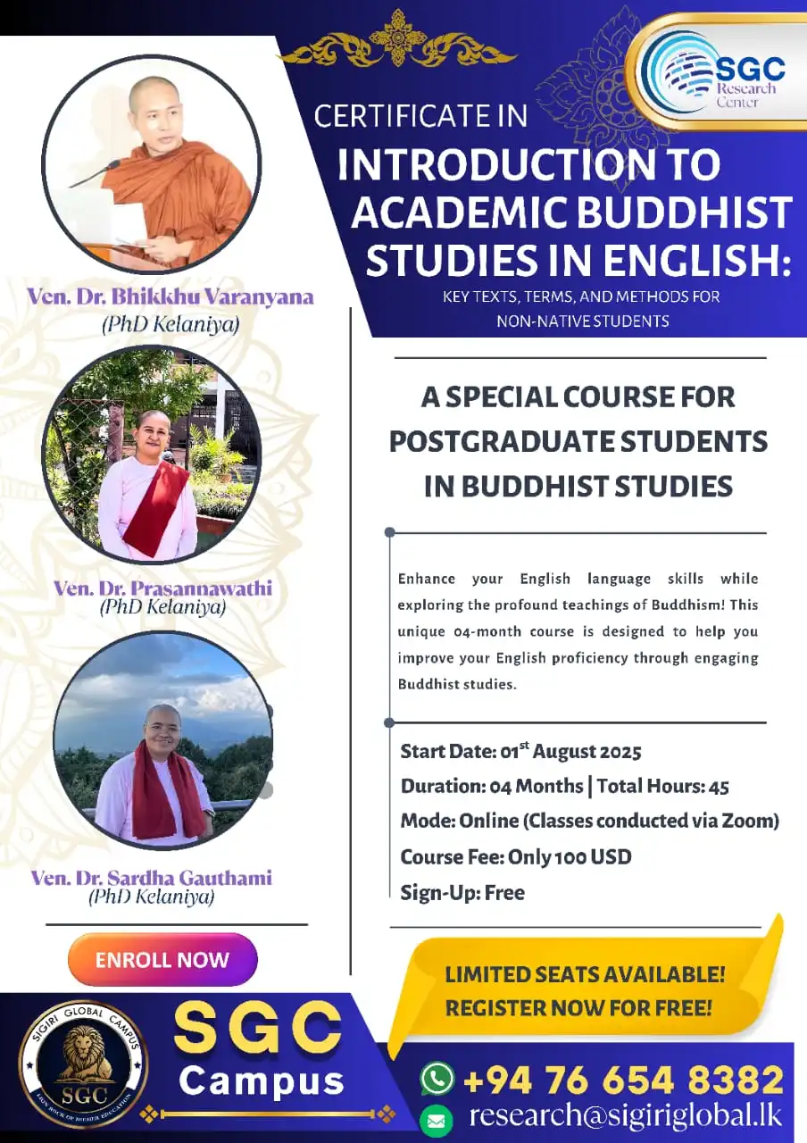 Certificate in Introduction to Academic Buddhist Studies in English
